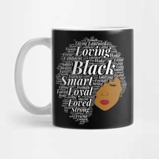 Side Afro Puff Words in Hair Mug